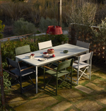 TISNO outdoor folding chair in taupe aluminium and green textelin