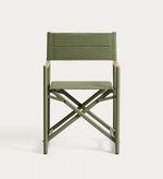 TISNO outdoor folding chair in taupe aluminium and green textelin