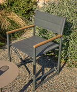 TISNO outdoor folding chair in graphite aluminium and grey texteline