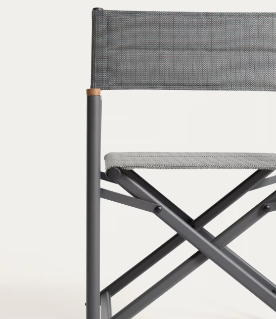TISNO outdoor folding chair in graphite aluminium and grey texteline
