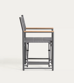 TISNO outdoor folding chair in graphite aluminium and grey texteline