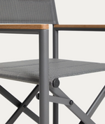 TISNO outdoor folding chair in graphite aluminium and grey texteline