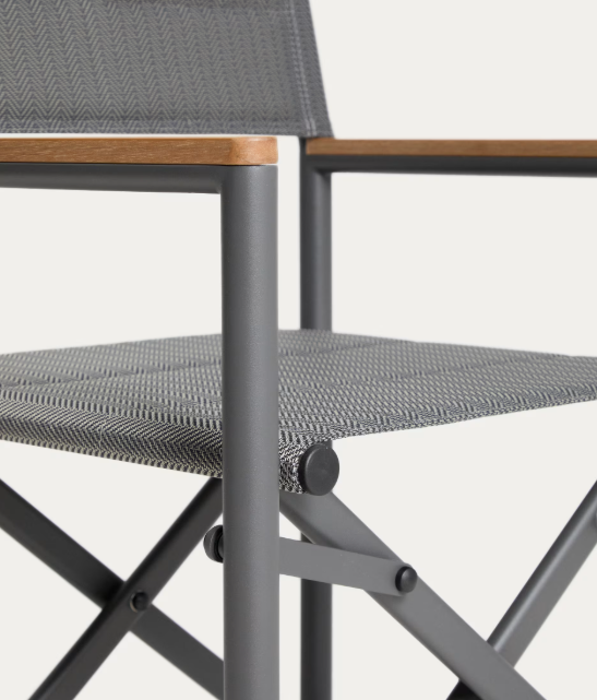 TISNO outdoor folding chair in graphite aluminium and grey texteline