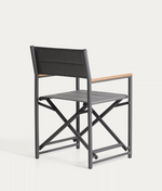 TISNO outdoor folding chair in graphite aluminium and grey texteline