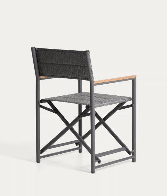 TISNO outdoor folding chair in graphite aluminium and grey texteline
