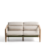 MENFI 2-seater sofa in solid acacia wood and green rope cord 136 cm