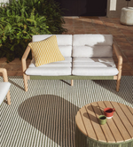 MENFI 2-seater sofa in solid acacia wood and green rope cord 136 cm