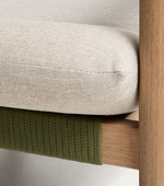 MENFI 2-seater sofa in solid acacia wood and green rope cord 136 cm
