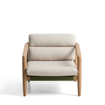 MENFI armchair in solid acacia wood and green rope cord