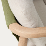 MENFI armchair in solid acacia wood and green rope cord