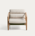 MENFI armchair in solid acacia wood and green rope cord