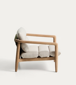 MENFI armchair in solid acacia wood and green rope cord
