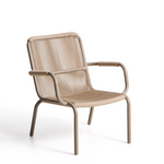 SALIS armchair in taupe aluminium and beige synthetic rope cord