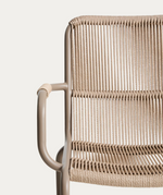 SALIS armchair in taupe aluminium and beige synthetic rope cord