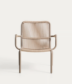 SALIS armchair in taupe aluminium and beige synthetic rope cord