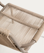 SALIS armchair in taupe aluminium and beige synthetic rope cord