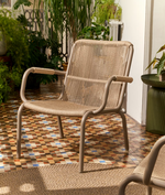 SALIS armchair in taupe aluminium and beige synthetic rope cord