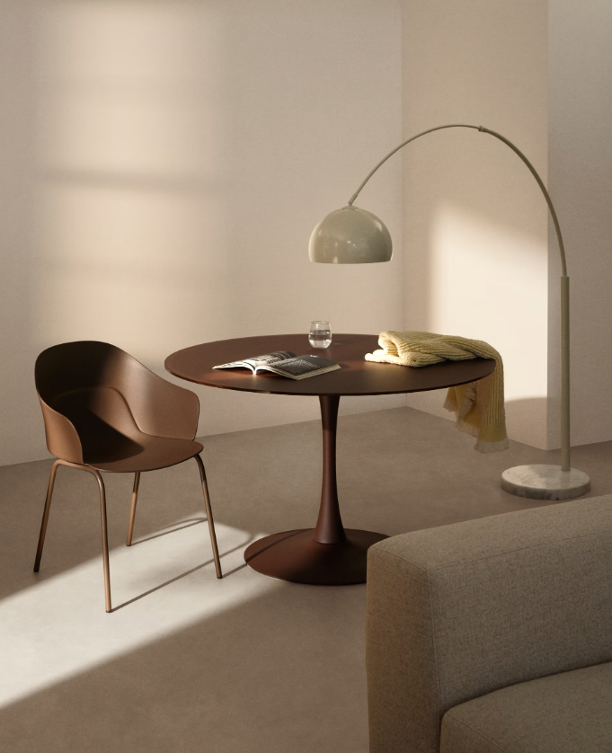 SANILE Chair with brown-finish steel legs