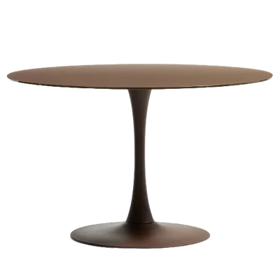 VEDIRA Round Vedira table in glass and brown steel Ø120 cm