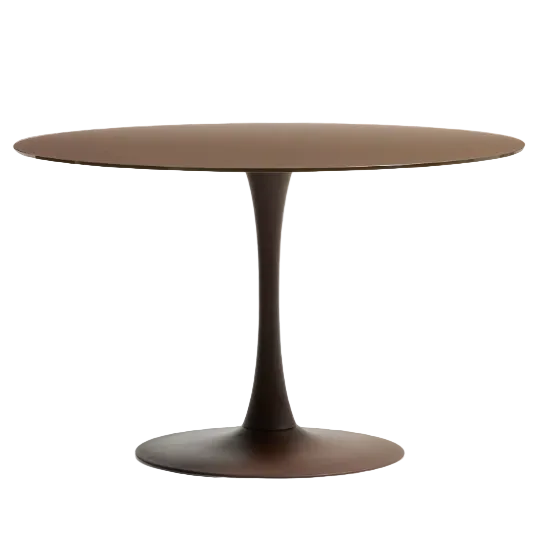 VEDIRA Round Vedira table in glass and brown steel Ø120 cm