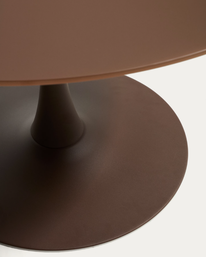 VEDIRA Round Vedira table in glass and brown steel Ø120 cm