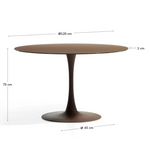 VEDIRA Round Vedira table in glass and brown steel Ø120 cm
