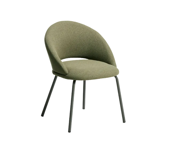 BONALI chair in green chenille with green metal legs FSC Mix Credit