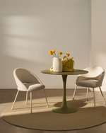 BONALI chair in green chenille with green metal legs FSC Mix Credit