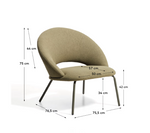 BONALI Armchair in green chenille with green metal legs FSC Mix Credit