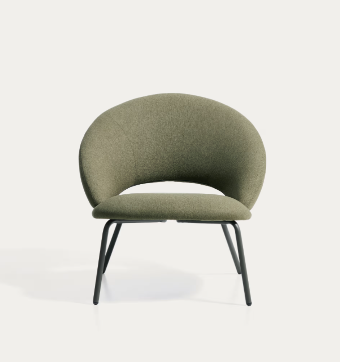 BONALI Armchair in green chenille with green metal legs FSC Mix Credit