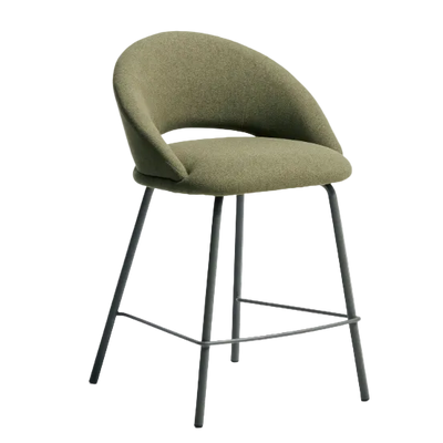 BONALI Stool in green chenille with green metal legs FSC Mix Credit 65cm
