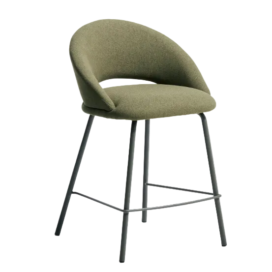 BONALI Stool in green chenille with green metal legs FSC Mix Credit 65cm