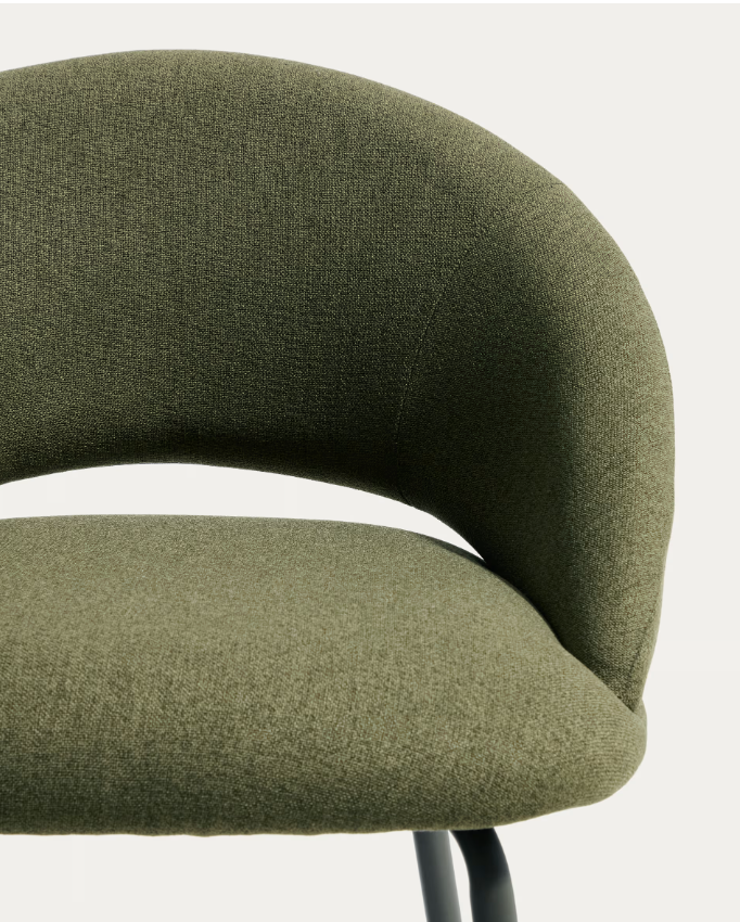 BONALI Stool in green chenille with green metal legs FSC Mix Credit 65cm
