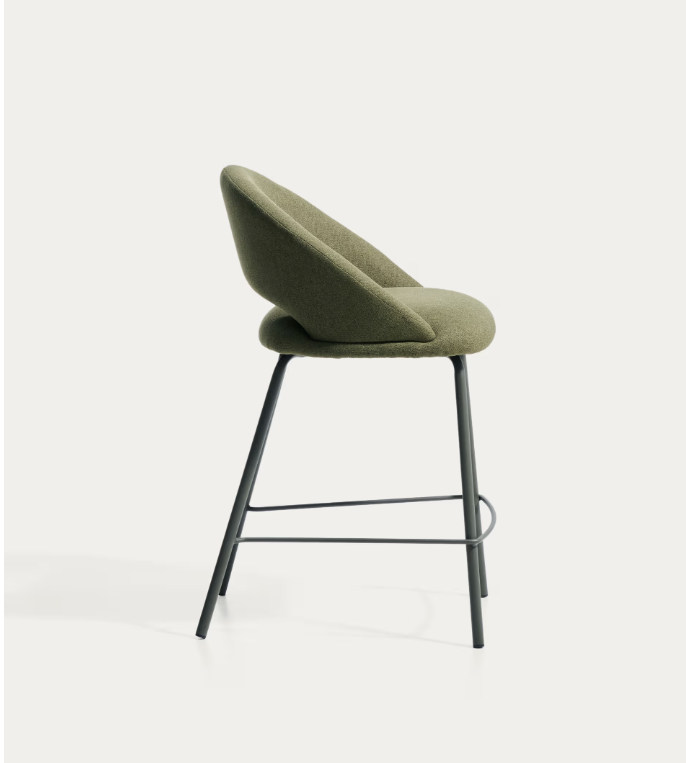 BONALI Stool in green chenille with green metal legs FSC Mix Credit 65cm