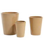 BROTJA Set of 3 terracotta planters with glazed green finish Ø 26 / 35 / 47 cm
