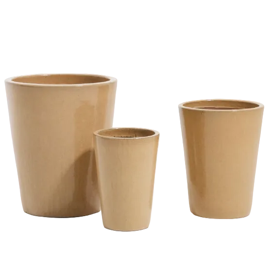 BROTJA Set of 3 terracotta planters with glazed green finish Ø 26 / 35 / 47 cm