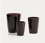 BROTJA Set of 3 terracotta planters with glazed green finish Ø 26 / 35 / 47 cm