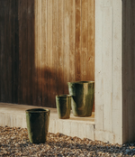 BROTJA Set of 3 terracotta planters with glazed green finish Ø 26 / 35 / 47 cm