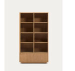 HELVINE Display cabinet 4 doors 2 drawers oak veneer and tempered glass 100 x 174 cm FSC 100%