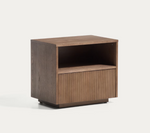 HELVINE TV Bedside table in ash veneer with walnut finish 60 x 52cm FSC 100%