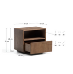 HELVINE TV Bedside table in ash veneer with walnut finish 60 x 52cm FSC 100%