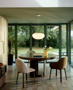 ARTIS Extendable round table in solid wood and oak veneer with a walnut finish, FSC 100%, 120 (170) x 80 cm