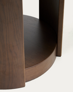 ARTIS Extendable round table in solid wood and oak veneer with a walnut finish, FSC 100%, 120 (170) x 80 cm