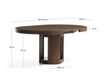 ARTIS Extendable round table in solid wood and oak veneer with a walnut finish, FSC 100%, 120 (170) x 80 cm
