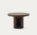 ARTIS Extendable round table in solid wood and oak veneer with a walnut finish, FSC 100%, 120 (170) x 80 cm