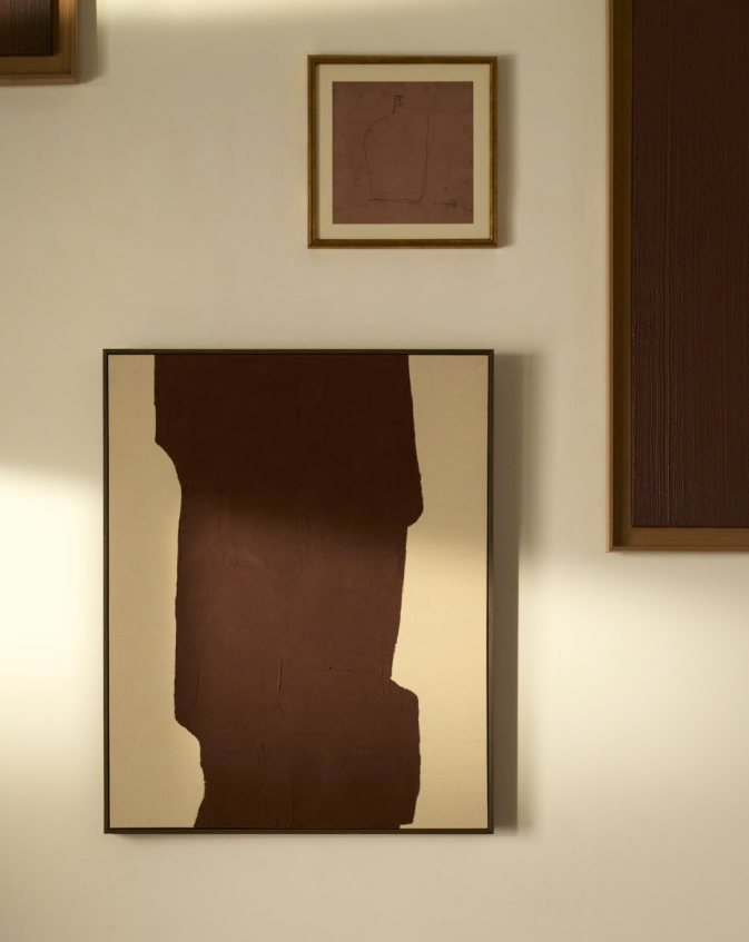 IRDEN Hand-painted abstract picture in burgundy 80 x 100cm