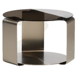 DOLVEN offee table in brown glass and brushed steel Ø60cm