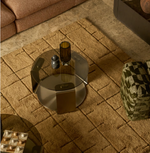 DOLVEN offee table in brown glass and brushed steel Ø60cm