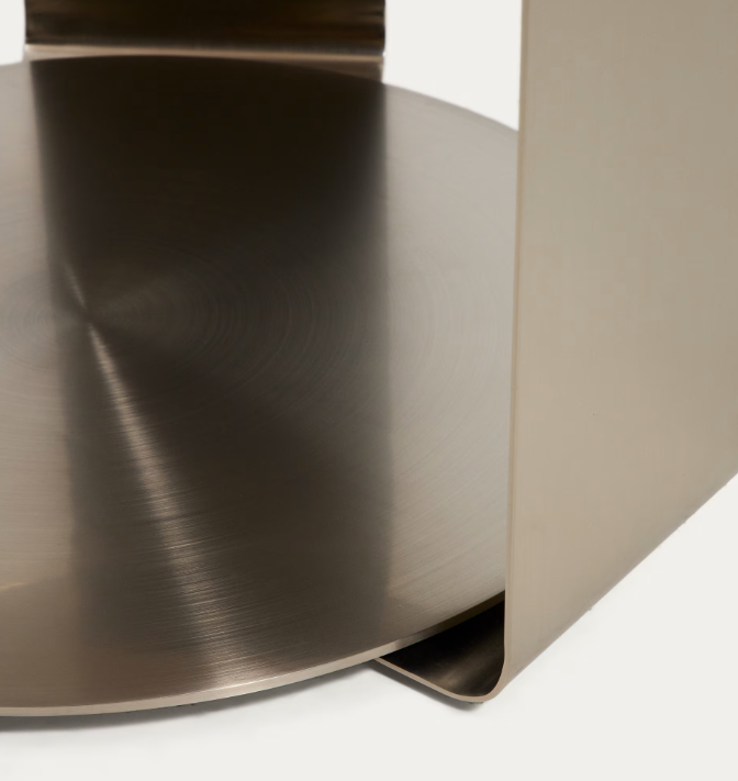 DOLVEN offee table in brown glass and brushed steel Ø60cm