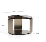 DOLVEN offee table in brown glass and brushed steel Ø60cm